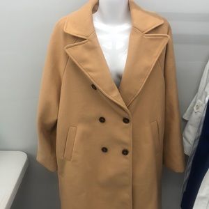 Shein long double breasted camel colored coat size Large